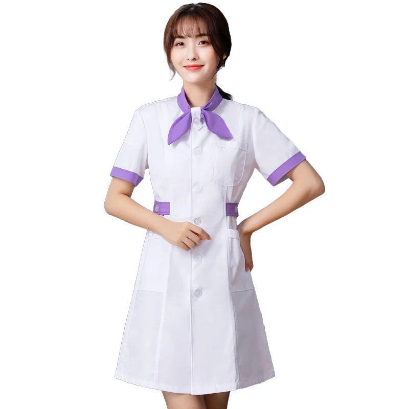 

Female nurse uniforms doctor uniform overalls pharmacy lab coat doctor costume female hospital overalls bow neckline new whosale