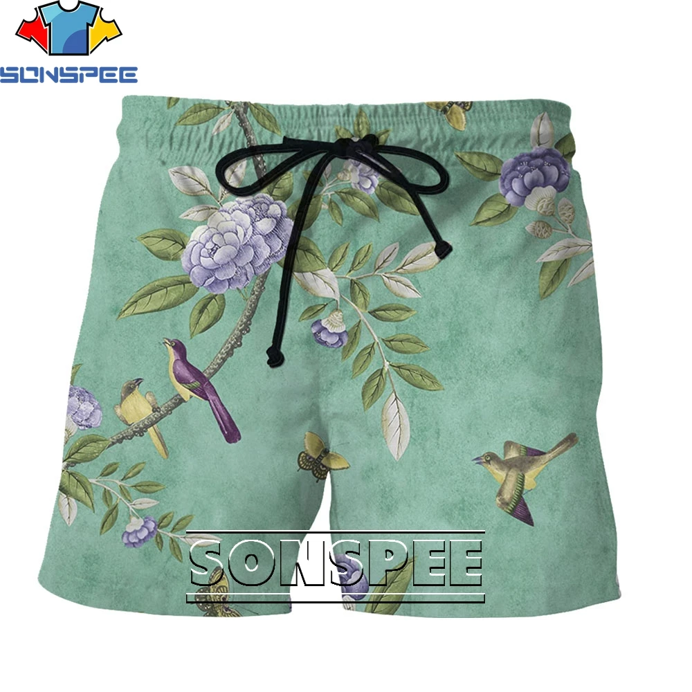 

LIASOSO Fashion Shinjuku 2021 New Cool Camouflage Shorts New Forest Flowers and Birds Loose Shorts