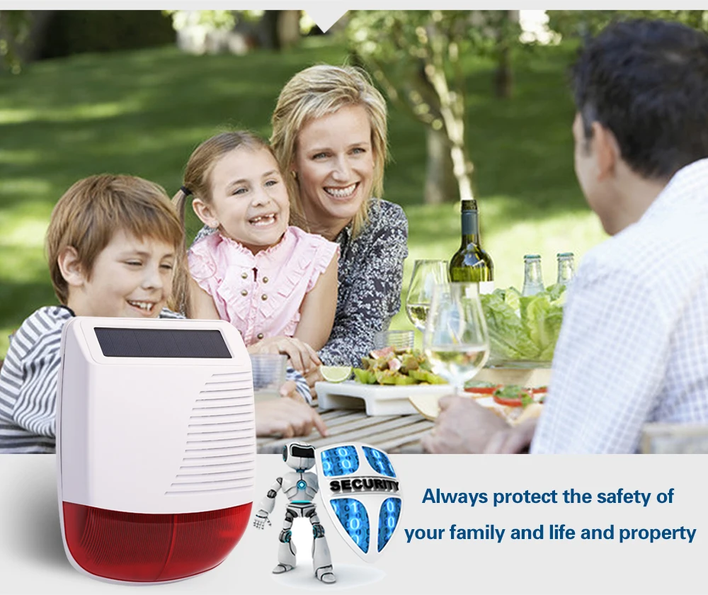 Беспроводная уличная Стробоскопическая сирена на солнечной батарее 433 МГц