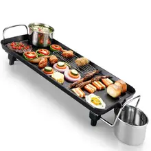 CUKYI Korean Household Electric Ovens Smokeless Nonstick Barbecue Machine Electric hotplate Teppanyaki Grilled Meat Pan 1400W EU