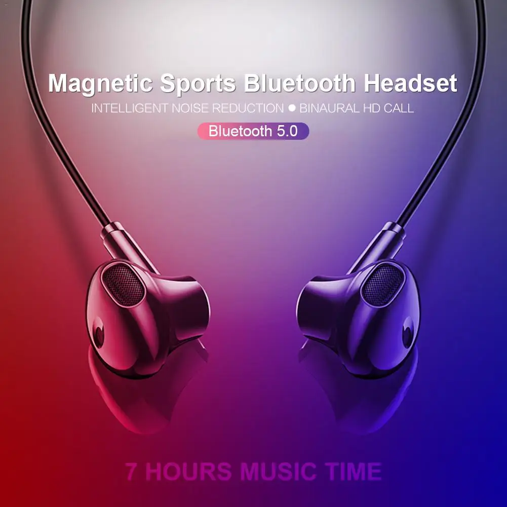 Беспроводная bluetooth гарнитура, Спортивная Bluetooth 5,0 гарнитура, наушники-вкладыши, умные наушники с креплением на шею, водонепроницаемые мини умные наушники