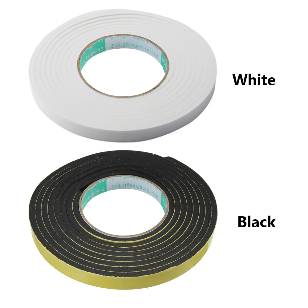 

5m Black/White Self Adhesive Foam Tape Door Sealing Strip Noise Insulation Anti-Collision Window Gap Draught Excluder Hardware