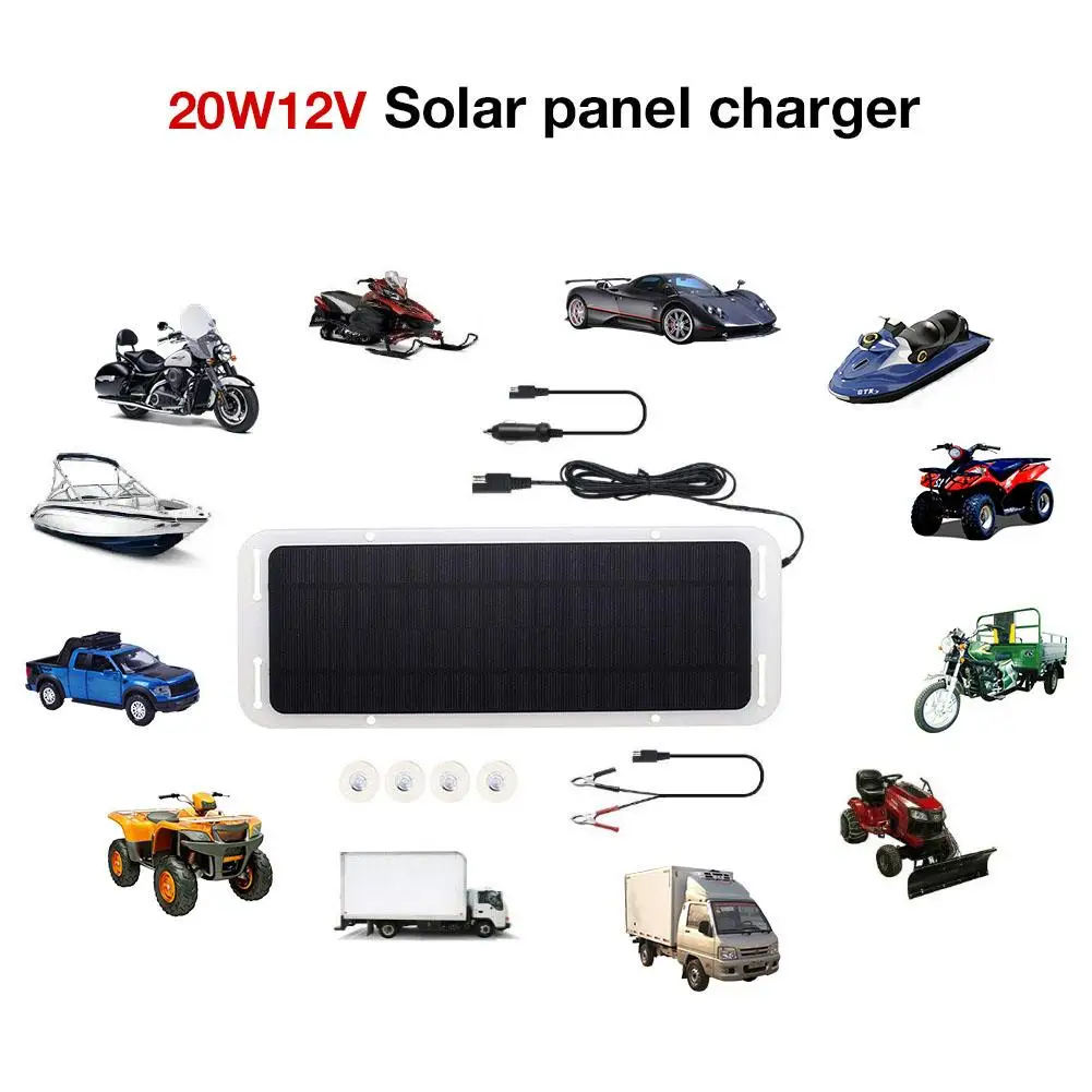 solar power portable battery charger solar trickle panel 20w12v car boat free global shipping