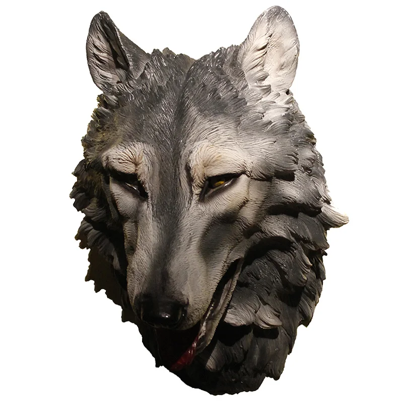 

Resin Simulation Wolf Totem Decoration Bar Club Tattoo Soft Decoration Town House Wall Decoration Household Animal Wall Hanging