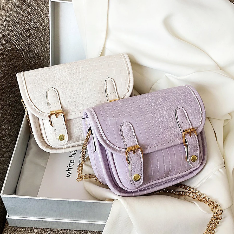 

Сумка-седло из искусственной кожи женская, саквояж кросс-боди с каменным узором, маленькая сумочка на цепочке, модный дизайнерский мессендж...