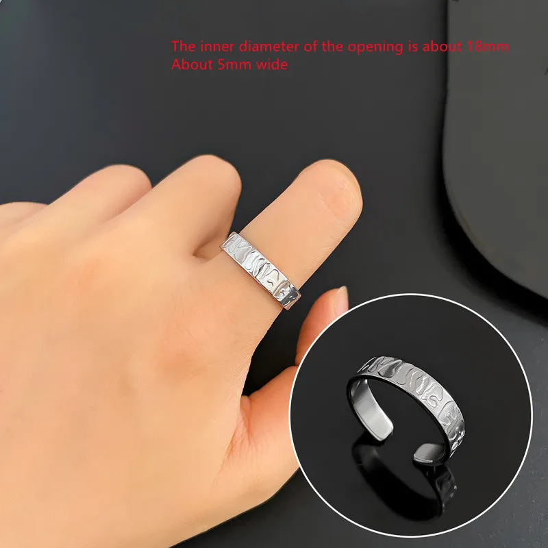 

No. 8 Titanium Steel Corrugated Irregular Ring for Men Women Trendy Personality Ring Does Not Fade Silver Fashion Jewelry