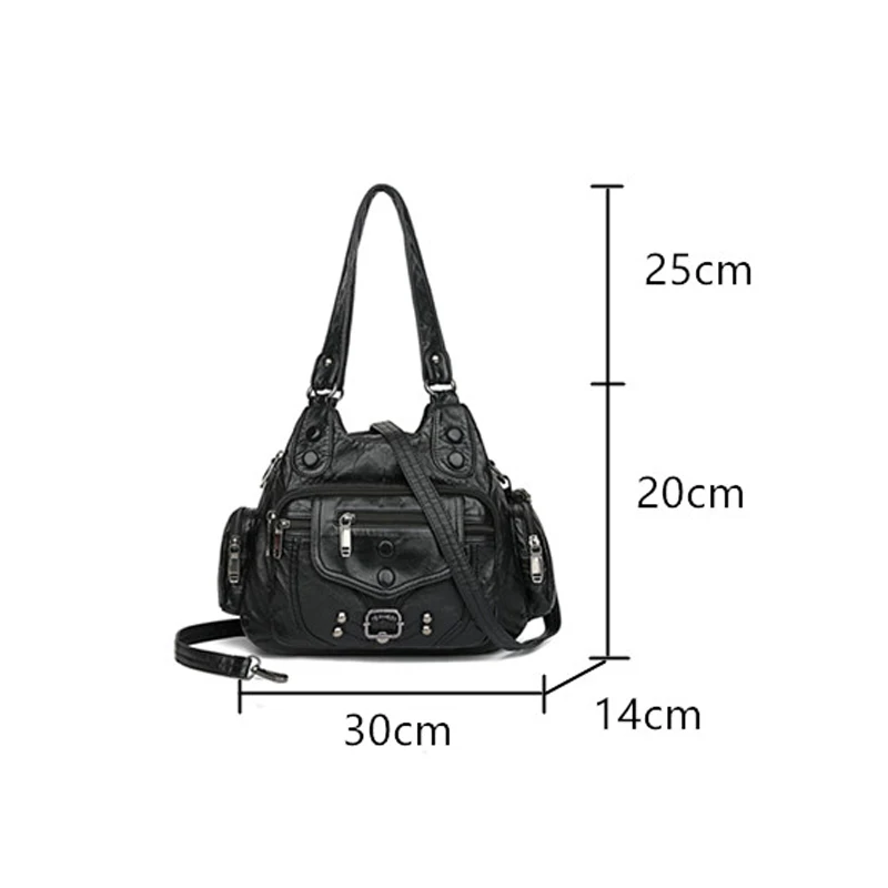 

PU Leather Shoulder Bag High Capacity Multi-pocket Tote Handbag Casual Style Large Crossbody Bag for Women Textured Designer Bag