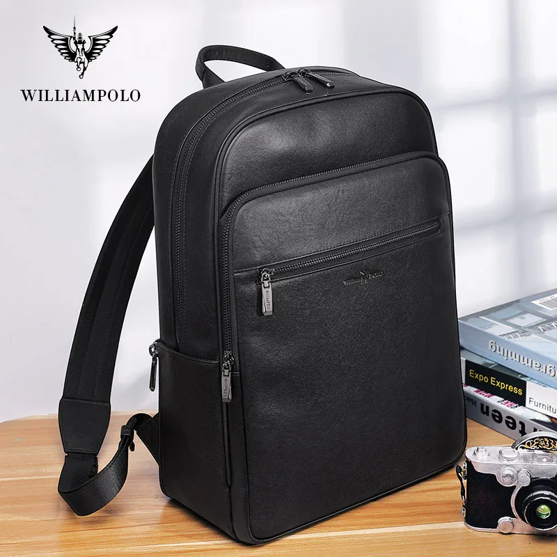 Мужской рюкзак в британском стиле из натуральной кожи для ноутбука 14 дюймов с