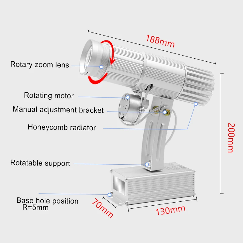 Проектор логотипа Gobo с дистанционным управлением 15 Вт серебристым узором |