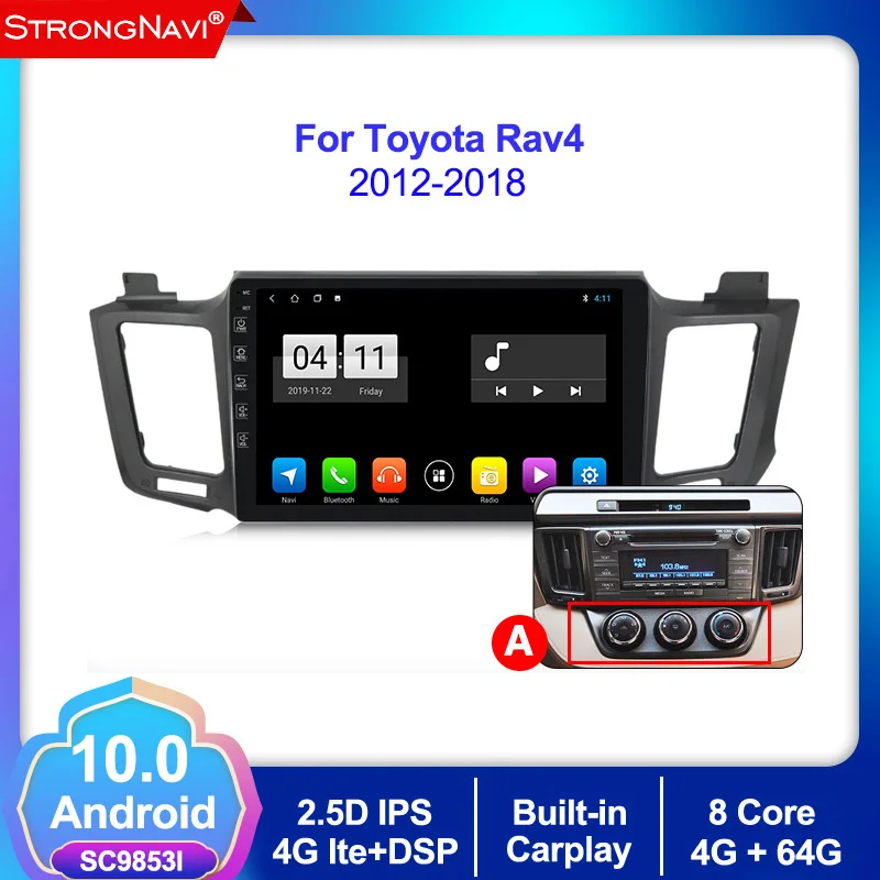 2din 4 + 64G Android 10 0 4G lte Автомобильный DVD Радио GPS навигационный плеер для RAV4 Rav 2013-2018 Wifi