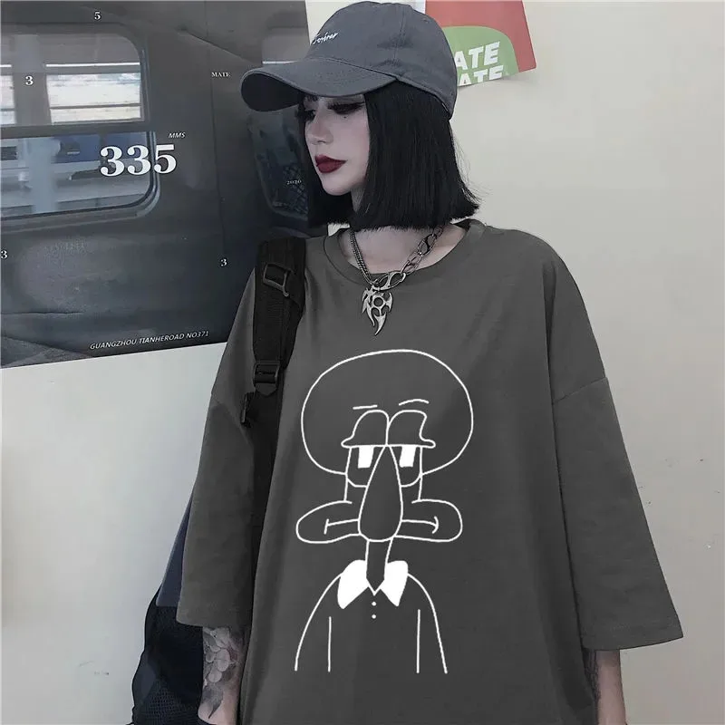 

Летние женские футболки с мультипликационным принтом Kpop, белая женская черная Крутая толстовка, свободные топы для девочек, женские рубашк...