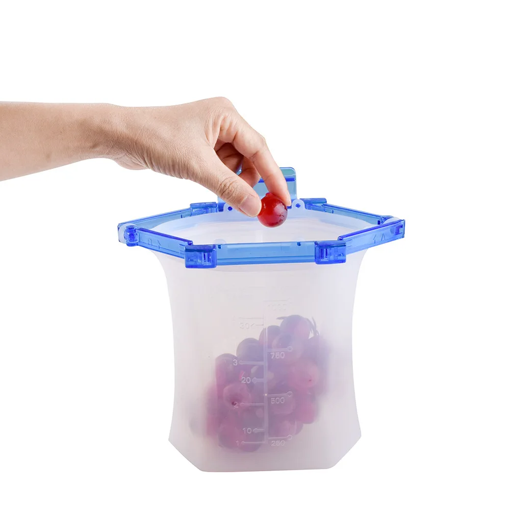 

Silicone Food Storage Containers Leakproof Fresh Bowl Cup Bag Reusable Ziplock Bag Fruit Vegetable Cup Organizer For Fridge