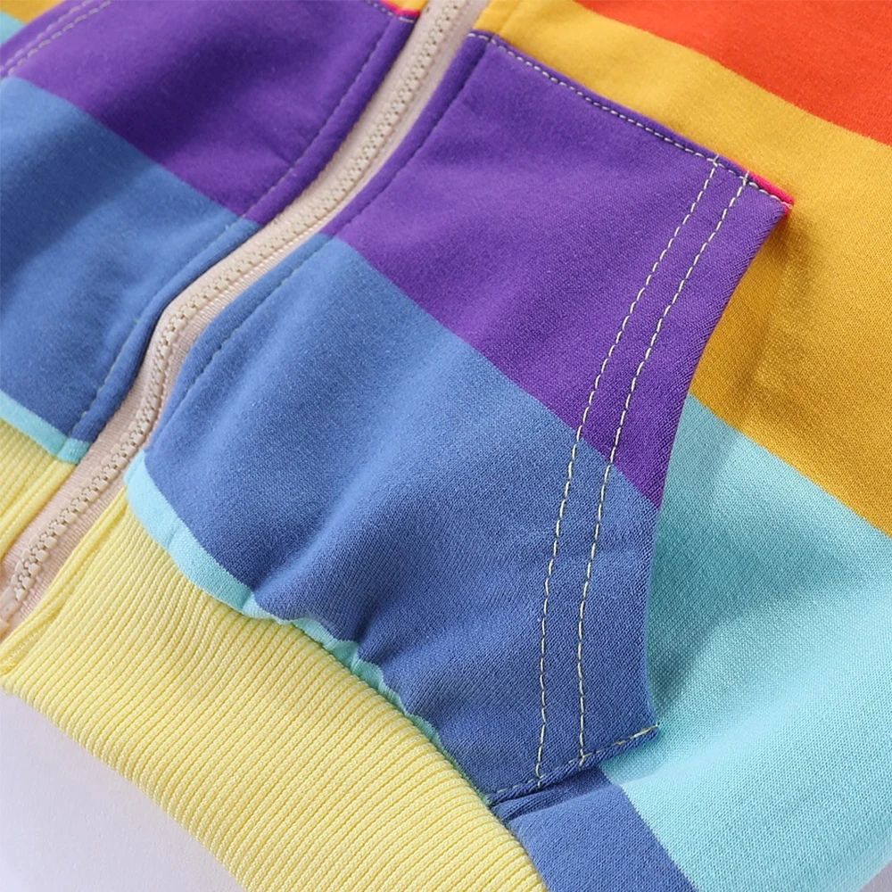 

Mudkingdom Toddler Girls Outwear Rainbow Striped Zipper Hoodie Spring Autumn Kids Clothes