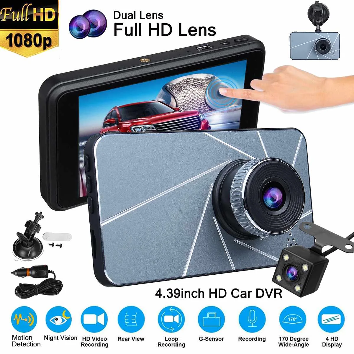 

Dual car dash camera Car Camera Loop Recording Driving Recorder Night Vision Car Dash Cam Dashcam Dual Camera Car Dash Camera