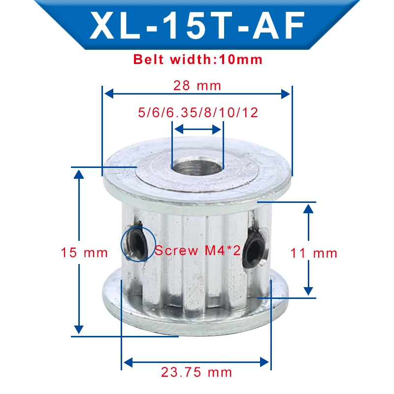 Зубчатый шкив XL-15T отверстие 5/1/6/6/8/10/12 мм алюминиевый материал колеса в форме AF