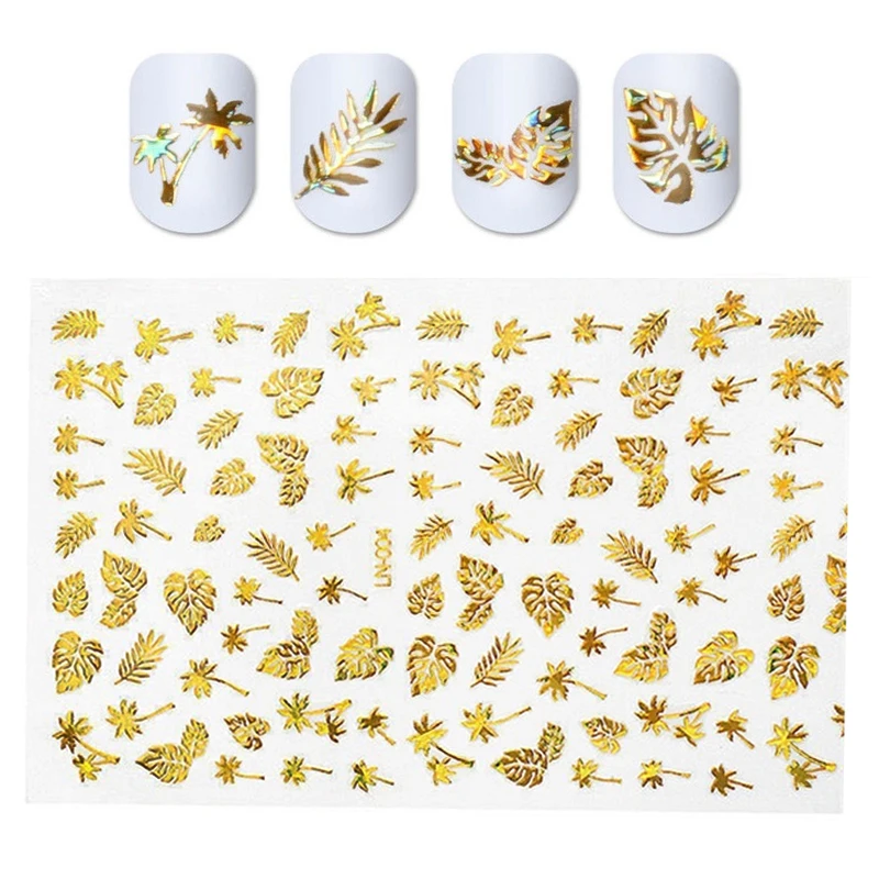 1 лист голографические золотые серебряные 3D наклейки для ногтей s Кокосовое
