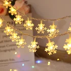 Светодиодный светильник в виде снежинки, гирлянда 2021, Рождественская сказочная батареяUSB наружная садовая гирлянда для помещений, гостиной, Новогоднее украшение