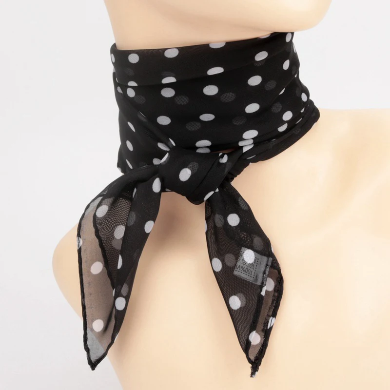 

Elegant Polka Dot Small Square Scarf Fashion Chiffon Scarf Women All-match Headscarf Work Scarves Decorations Neckerchief