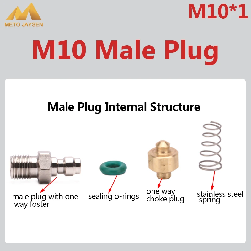 M10x1 Male Plug Adapter Fittings PCP Airforce Paintball Pneumatic Quick Coupler 8MM Stainless Steel 2pcs/set | Спорт и развлечения