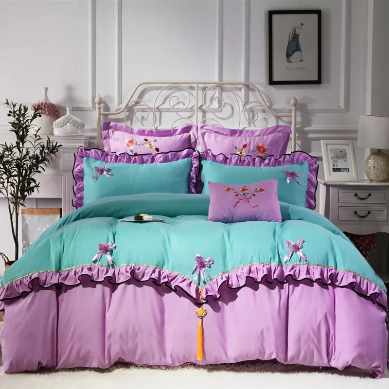 Classic Bedding Set Luxury Lotus Leaf Bed Sheet Quilt Cover Pillowcase Family Comfortable Breathable Comforter | Дом и сад