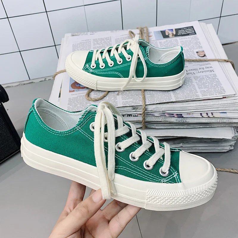 

Girls Gumshoes Solid Color Low Top Lace Up 35-40 Women Sneakers Female Casual Shoes Flat Heel Spring Summer All Match Basic