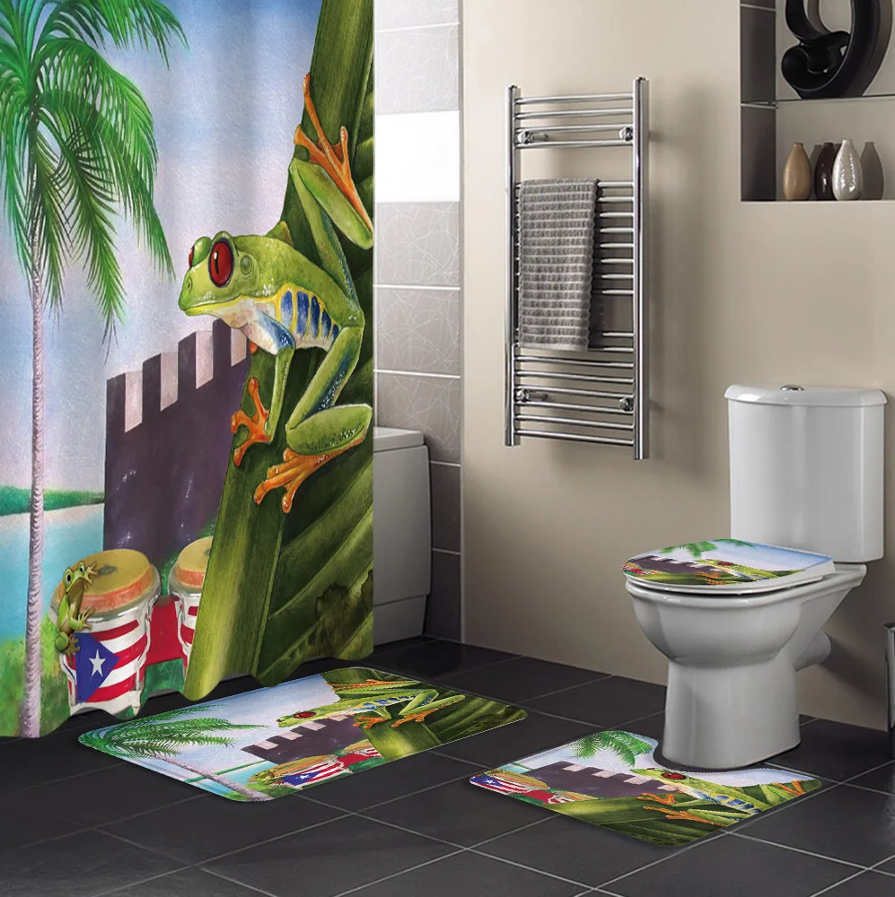 Тропическое растение флаг Пуэрто-Рико лягушка душ рандомные Противоскользящие