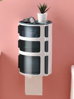 free stack layers sliding window wall mounted waterproof bathroom toilet tissue paper holder rack cosmetics desktop storage box