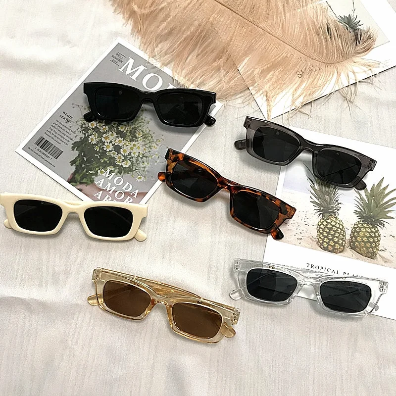 

2021 Women Small Rectangle Vintage Sunglasses Brand Designer Retro Points Glasses Lady Square Eyeglasses Shades Female