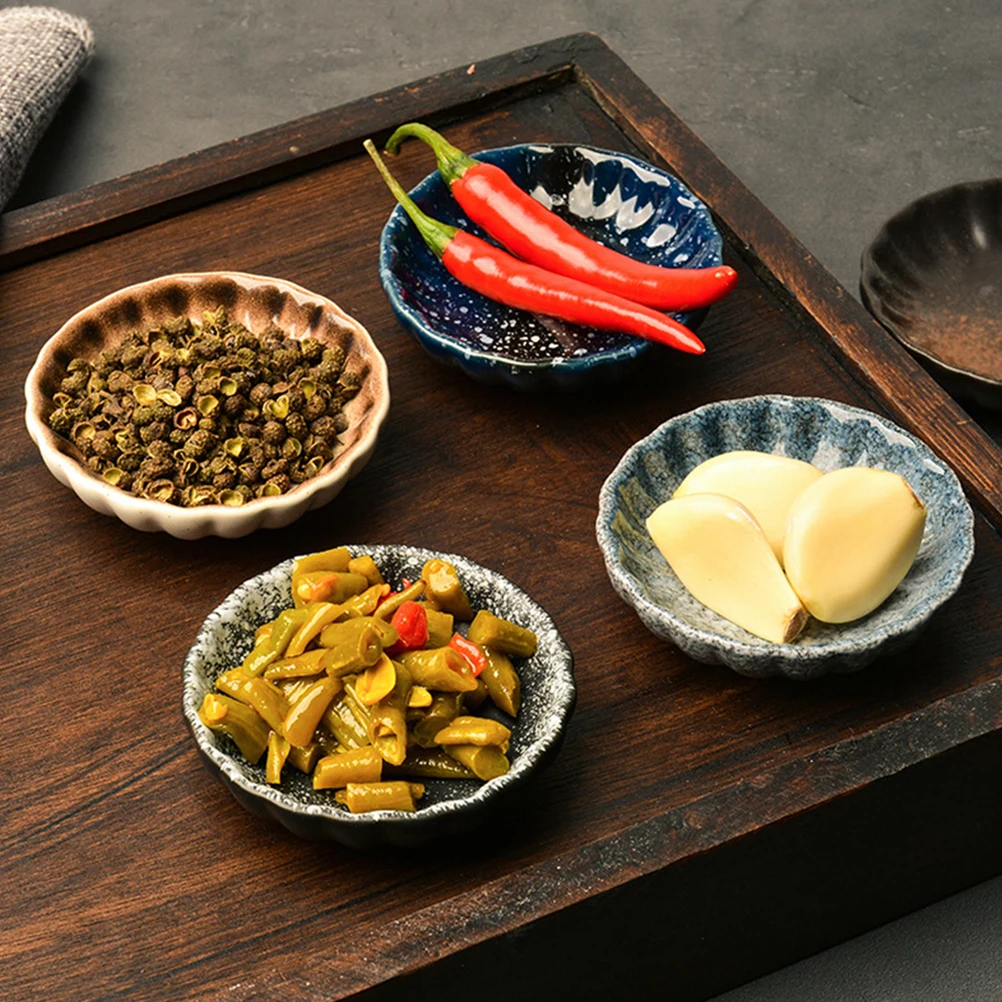 

6Pcs Ceramic Sauce Dishes Sauce Plates Ceramic Condiment Plates (Assorted Color)