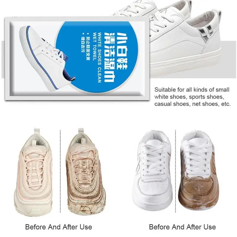 

10pcs White Shoes Cleaning Travel Portable Individually Wrapped Disposable Sneakers Shoe Cleaning Wipes Shoe Brush Cleaning Tool
