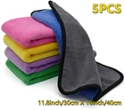 5 салфетками из микрофибры для чистки оптических утолщенной Автомойка Полотенца чистки автомобиля сушка ткань с каймой, для ухода за автомобилем Ткань впитывающая Чистящая двусторонний Полотенца