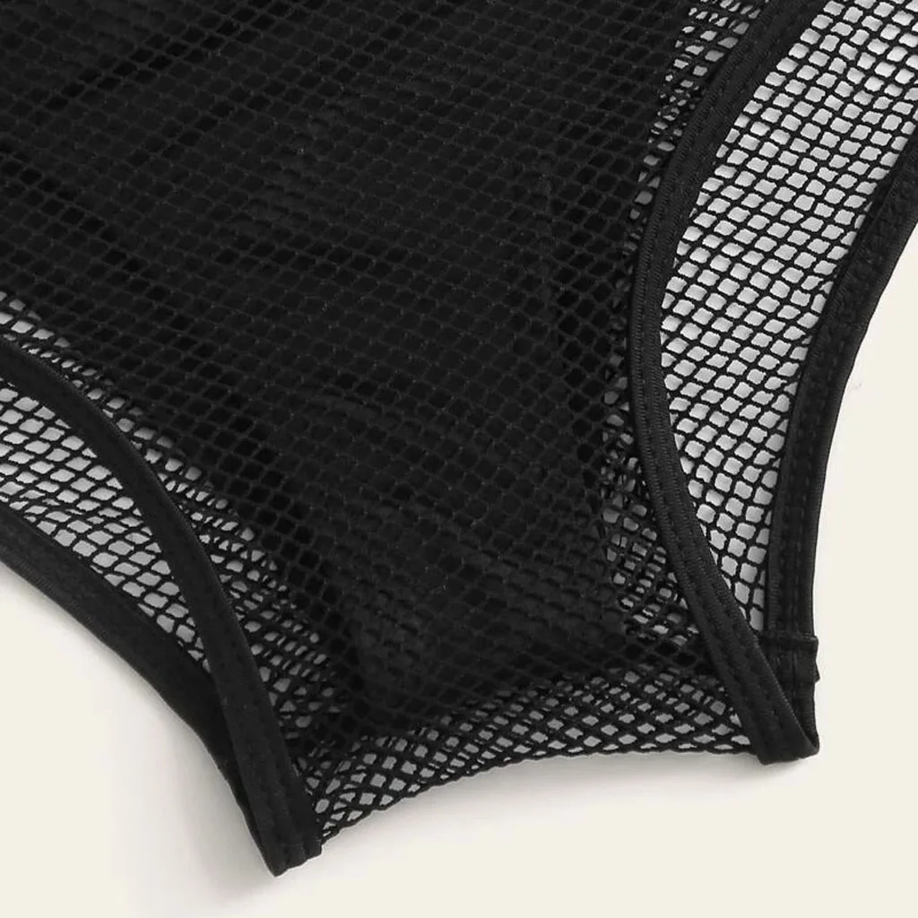 Новинка 2020 женский купальник черный сетчатый Монокини в стиле пэчворк Женский