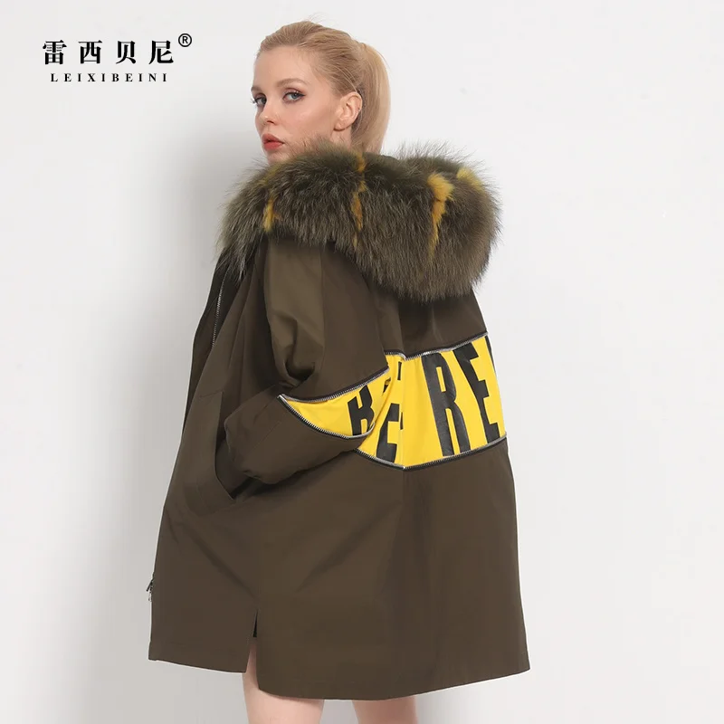 

2021 New Style Raccoon Fur Collar Detachable Short Fashion Loose Fur Winter Thickened Medium and Long Coat