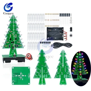 СВЕТОДИОДНЫЙ 3D набор для рождественской елки, сделай сам, 7 цветов, красныйзеленыйжелтый, электронный набор, набор для праздничного декора, печатная плата
