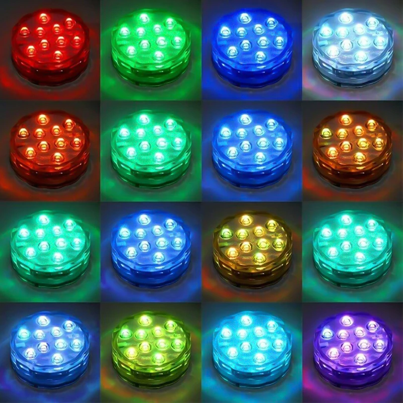 Погружной светодиодный светильник 4 шт. IP68 RGB лампа с 10 белыми бусинами и