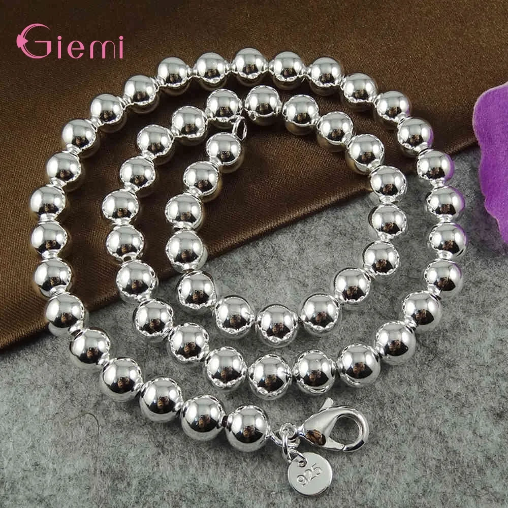 

Europe Style Women 925 Sterling Silver Beads Chain Necklaces Metal Chokers For Party Daisy Jewelry Lobster Clasp DIY Accessories