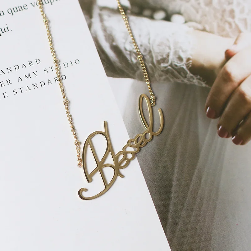 Amaiyllis 18k GOD BLESS YOU Charms ожерелье до ключиц Подвески золотого цвета для женщин