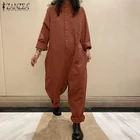Женские комбинезоны на весну 2022 ZANZEA кафтан комбинезоны с капюшоном с длинным рукавом Женские ромперы на пуговицах однотонные брюки