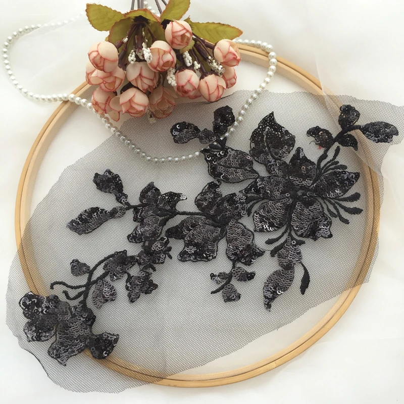 1 шт. 7 цветов черная/красная/Золотая Цветочная кружевная нашивка аксессуары