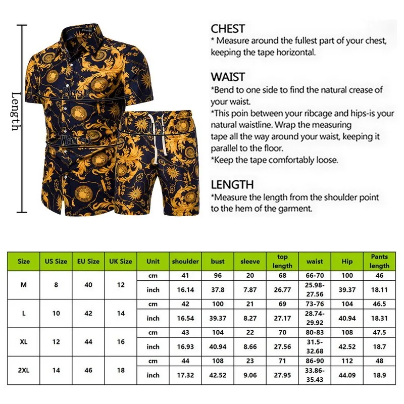 

Summer Mens Fashion 2021 Gold Luxury Designer Shirts For Mens Set Fancy Hawaii Beachwear Floral Printed Mens Short Sleeve Club