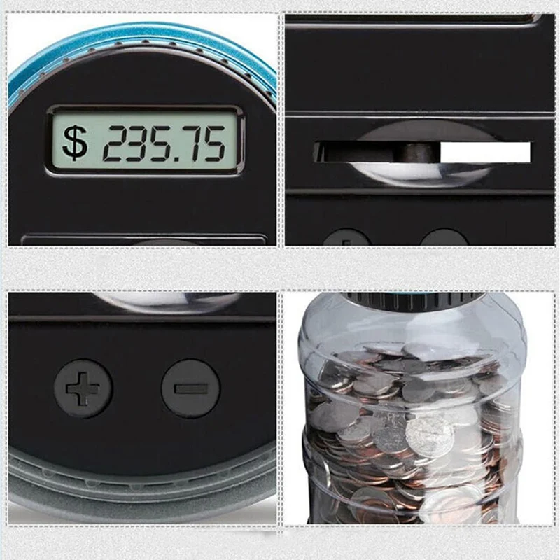 

Transparent Electronic Digital LED Count Money Saving Box Jar Large Capacity For USD EURO GBP Coins Counting Money Boxes