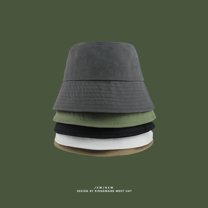 

Japanese minority pure color fisherman hat lady cotton wide brim basin hat fashion leisure high cooling air adjustable headgear
