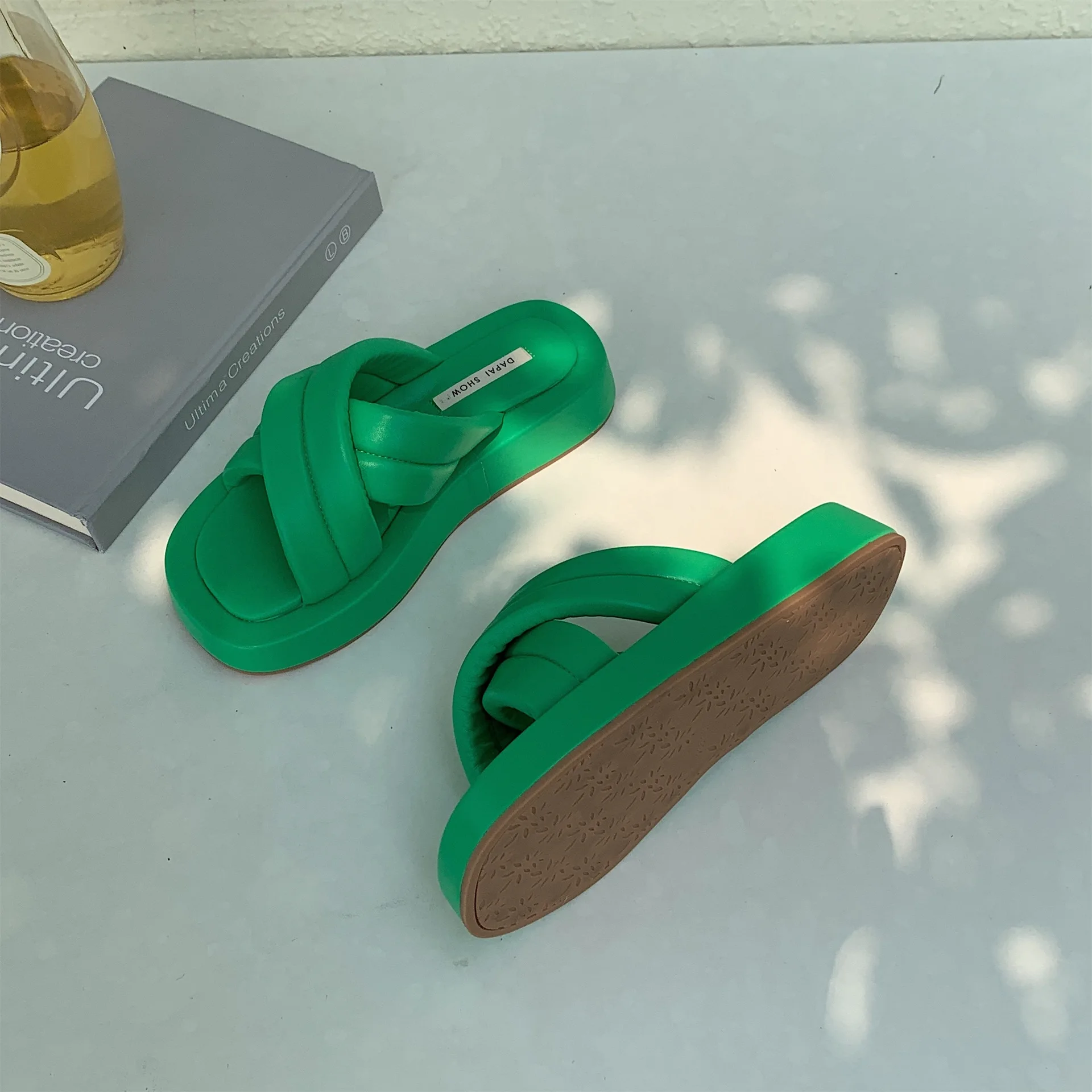 

House Slippers Platform Women Luxury Shoes Slides Pantofle Low Shale Female Beach Med Designer Summer 2021 Sabot Rome Hoof Heels