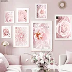 Постер с принтом в скандинавском стиле, розовые цветы, цветение вишни, розовые пионы, розы, холст, настенная рамка для гостиной, художественное украшение