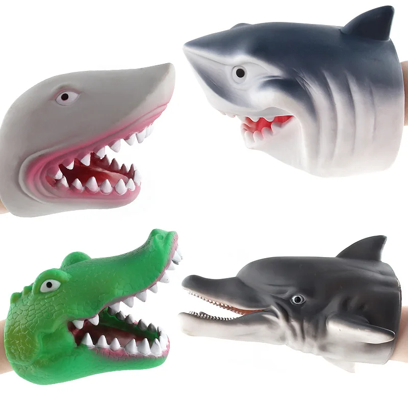 Пластиковая Акула ручная кукла для истории TPR перчатки головы животных детские
