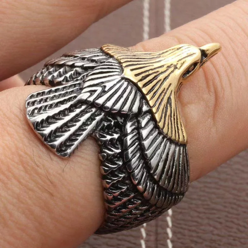 

2021 Ring Male korean fashion gothic accessories Retro Takahashi Flying Eagle Men's Domineering Open Ring gold jewelry anillos