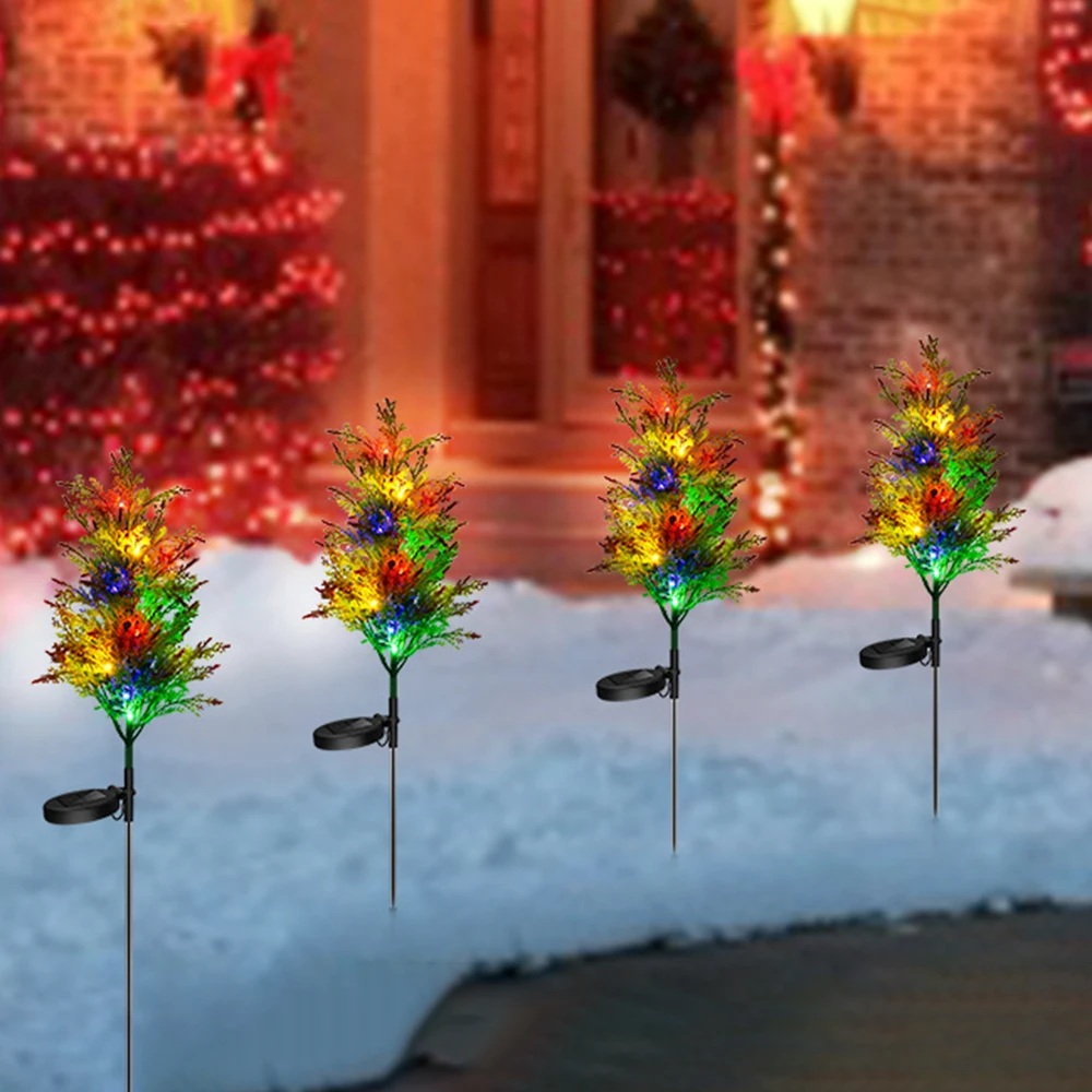 

2 PCS Solar Light Waterproof Pile Light Cypress RGB Landscape Decoration Light For Garden Lawn Courtyard Wedding Christmas