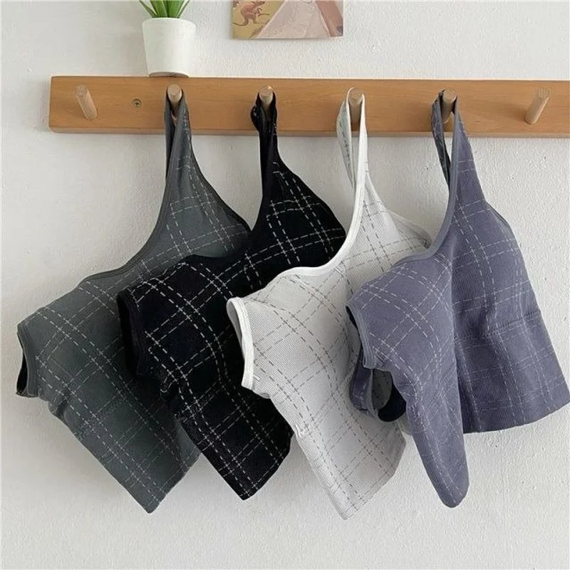 Майки женские в клетку пикантная универсальная простая Спортивная безрукавка