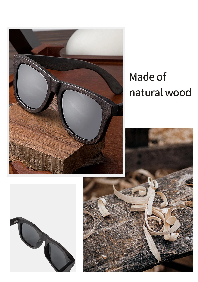BOBO BIRD Okulary Ebony Wood Солнцезащитные очки поляризованные серые линзы для мужчин и женщин очки с гравировкой дропшиппинг