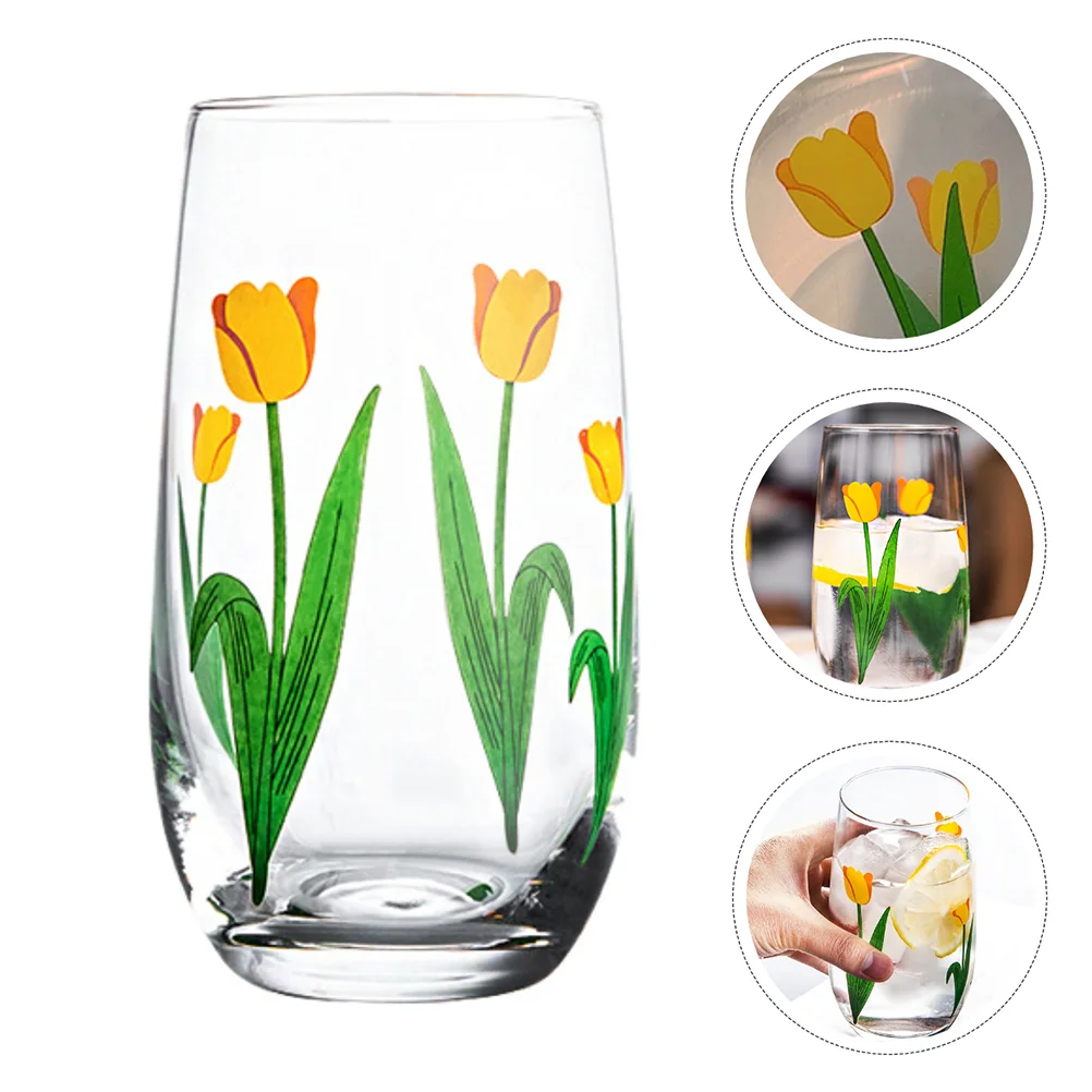 

1Pc Transparent Cup Strawberry Printing Glass Tea Cup Storage Cup